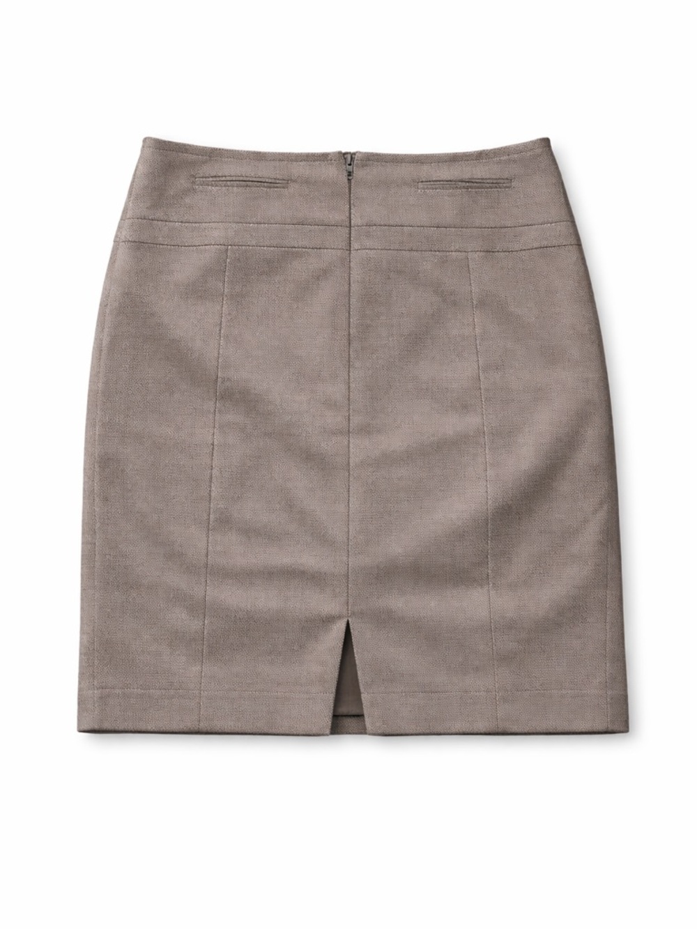 Express Pencil Skirt Sz 12 Taupe Beige Career Office Mini Lined Back Slit - Picture 1 of 12